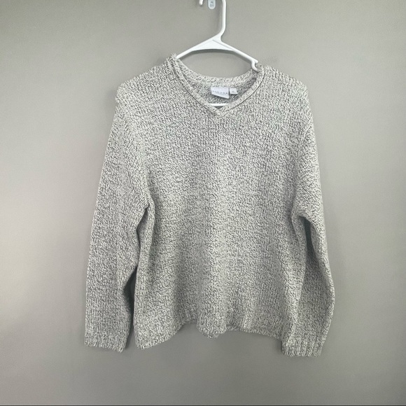 Sonoma Sweaters - Sonoma White/Black V-Neck Sweater XL